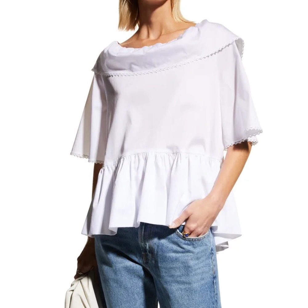 Harshman Amoret Peplum Blouse in White Size XS 100% Cotton NWT